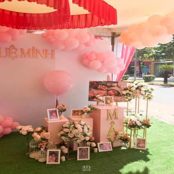Trang trí sinh nhật bằng bong bóng màu hồng - Mẫu 1 - Ảnh 2