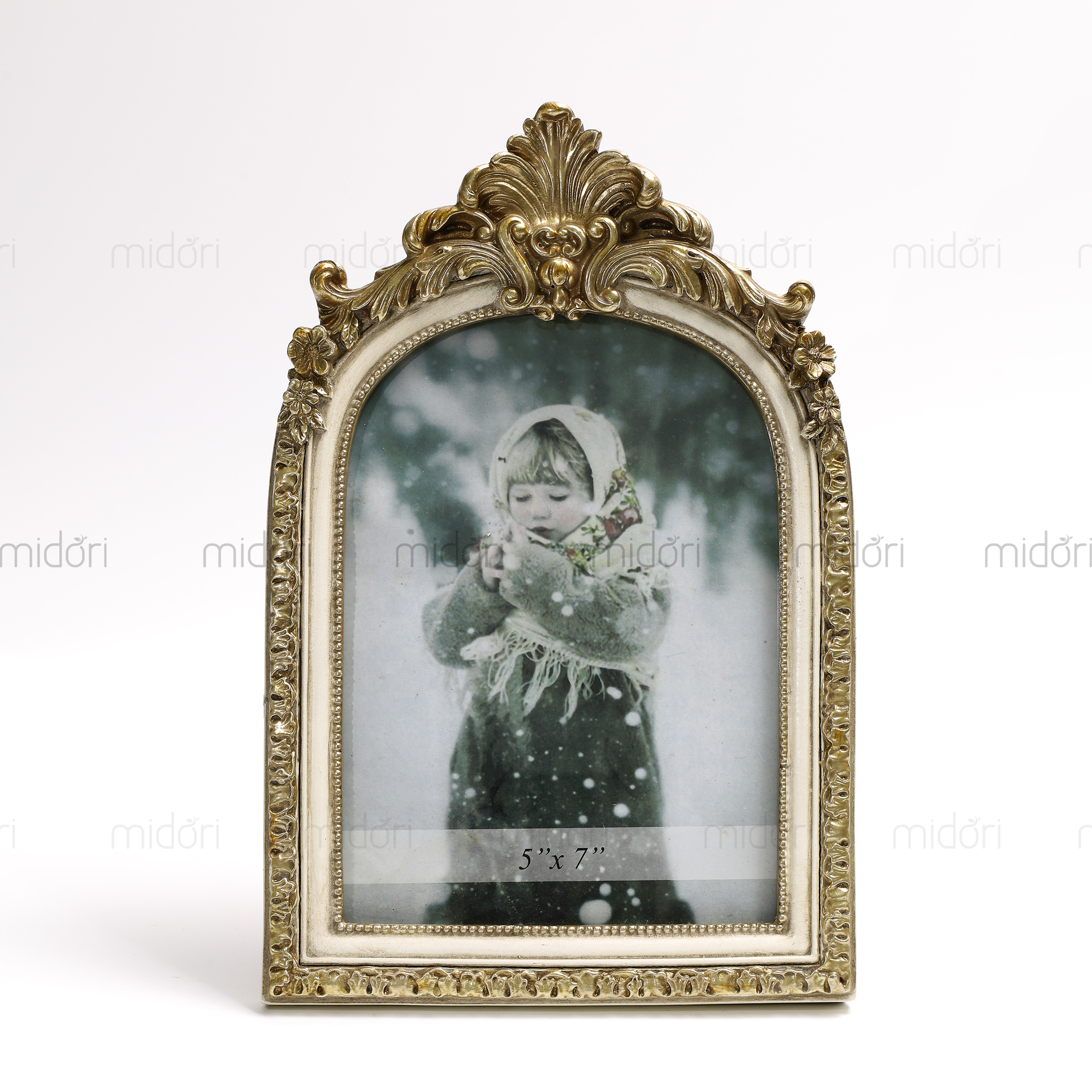 Khung ảnh Hoa văn trên 04 - trắng vàng - KH - Ảnh 2